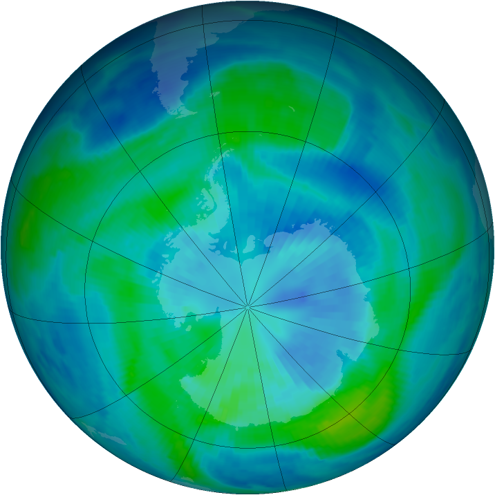 Antarctic ozone map for 30 March 1997